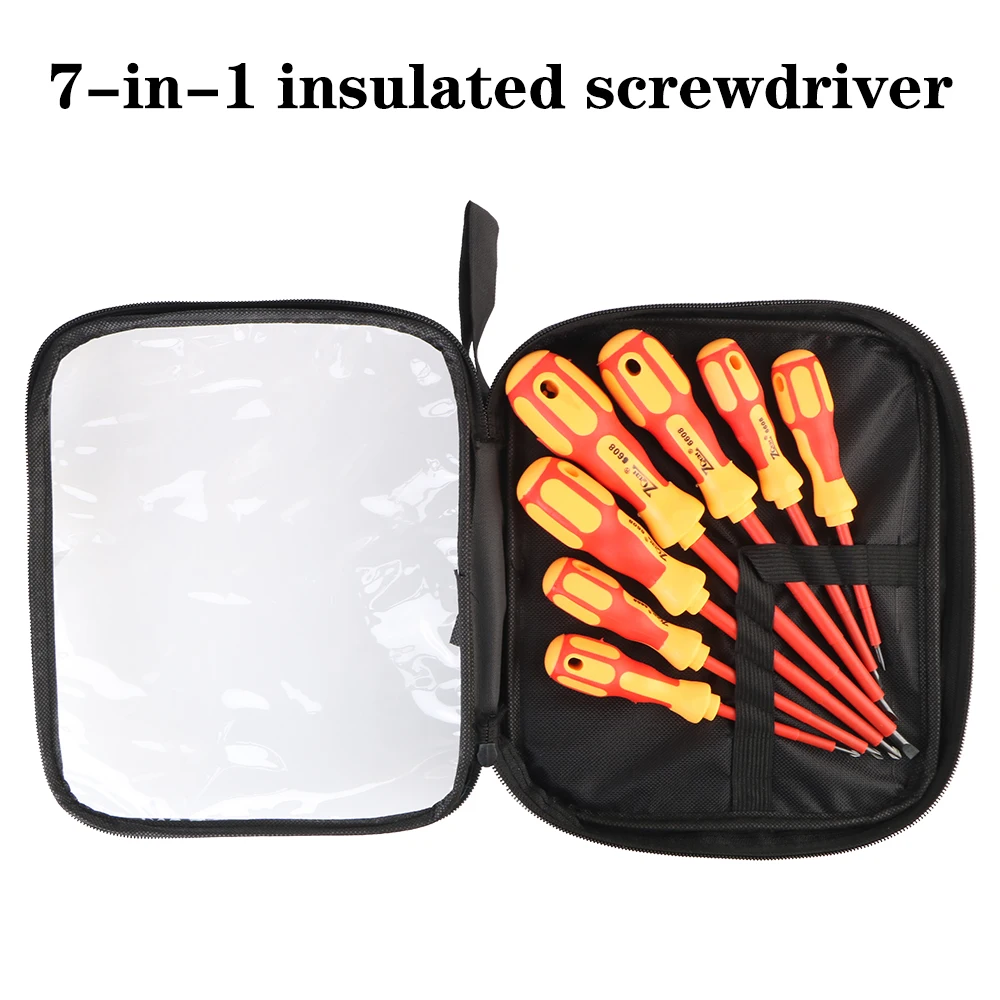 Multifunctional Electrician Tools Daily Use Portable Convenient 7Pcs/Set With Case Magnetic 1000V Insulated Screwdriver Set