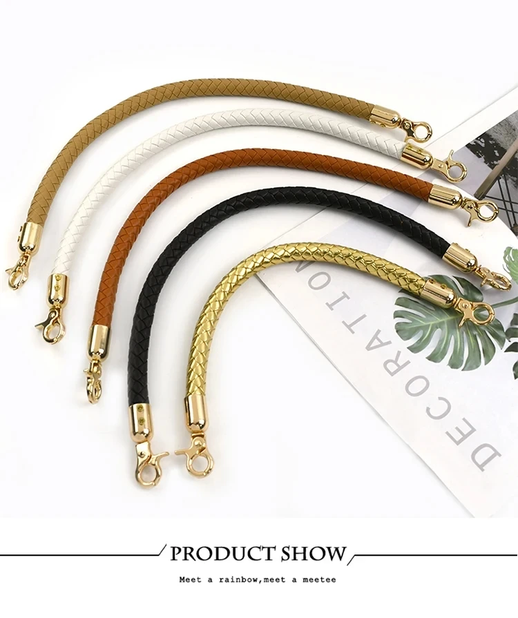 1/2Pcs 30/40/60mm PU Leather Woven Handbag Handle Metal Buckle for Women Shoulder Bag Purse Bags Strap Replace Accessories