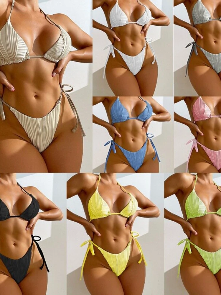 

Sexy Bikini Swimsuit Separate Women's Swimming Costume Casual Surfing Suit with Chest Pad No Steel Support Polyester Material