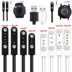 Universal 2.84mm 2Pin 4mm 7.62mm 4Pin Strong Magnetic Charge Cable USB Charging Line Cord Black White for Smart Watches