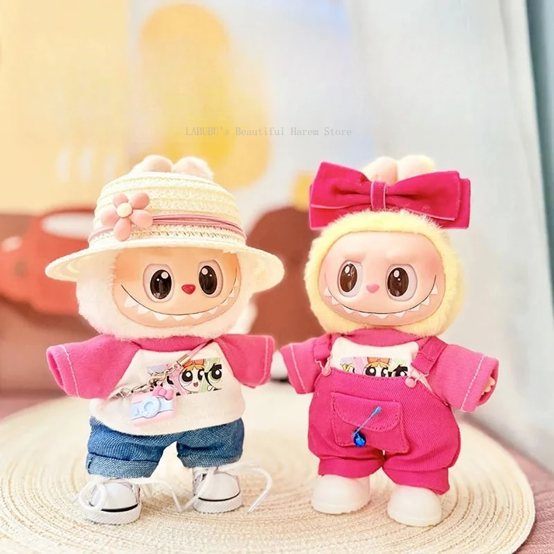 

For Labubu Doll Clothes Police Set Summer T-shirt Labubu I II Idol Dolls 15/17cm Clothes Sitting Party Accessories DIY Gifts