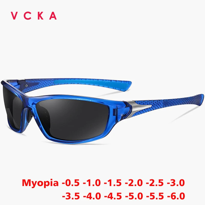 VCKA Men Motion Myopia Polarized Sunglasses Colorful Lenses Women Driving Prescription TR90 Glasses UV400 Eyewear -0.5 to -6.0