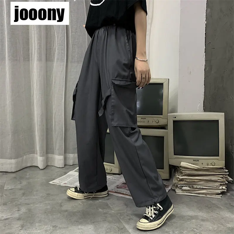 

Y2K Wide Leg Sweatpants Streetwear Elastic High Waist Korean Vintage Solid Loose Cargo Pants Japan Style Harajuku Hip-hop Style