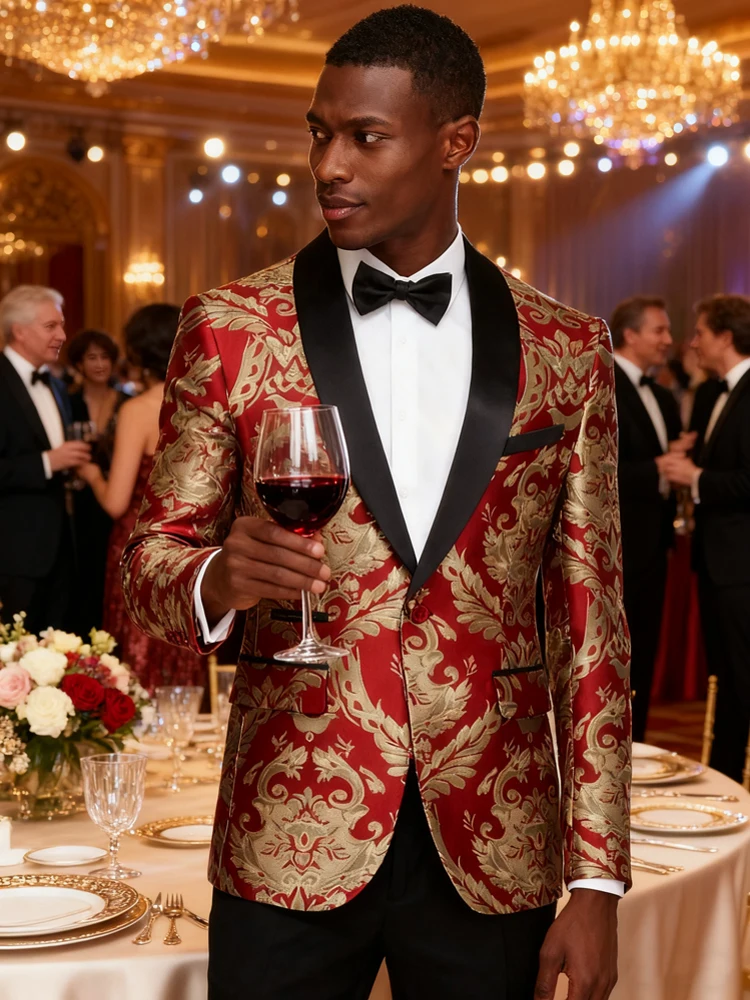 

Men's single-piece top, sports jacket, and suit jacket, shawl lapel single-button slim-fitting long-sleeved jacket, evening dres