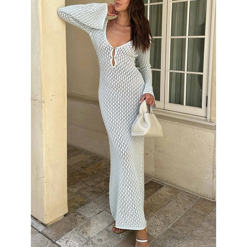 

Сексуальная вязаная пляжная юбка-накидка с вырезами для женщин, для плавания и водных видов спорта