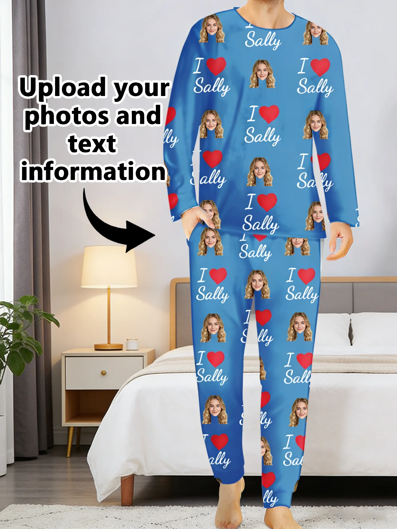

Индивидуальный комплект пижам, пижамы с персонализированным фото, подарок на День святого Валентина, забавный подарок для него