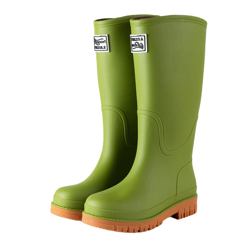 

Fashionable High-Top Women's Rain Boots Waterproof Anti-Slip Rubber Outdoor Shoes Wear-Resistant Hiking Water Boots for Adults