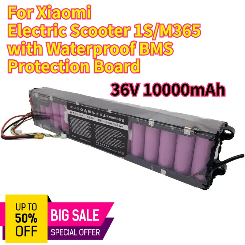 10S3P 36V 10000mAh for Xiaomi Electric Scooter 1S/M365 Rechargeable Lithium Battery Pack with Waterproof BMS Protection Board