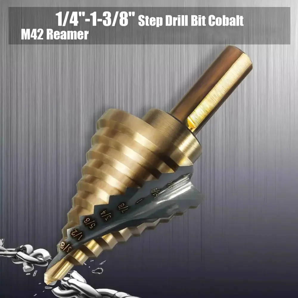 Cobalt M42 Passo Bit Grupo Flauta Espiral Ferramentas para Carpintaria Drillpro Broca Adaptador a a 8
