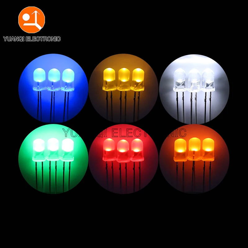 50pcs Long Leg 3MM 5MM LED White Green Red Blue Yellow Orange F5 28mm F3 27mm Length Light Emitting Diode