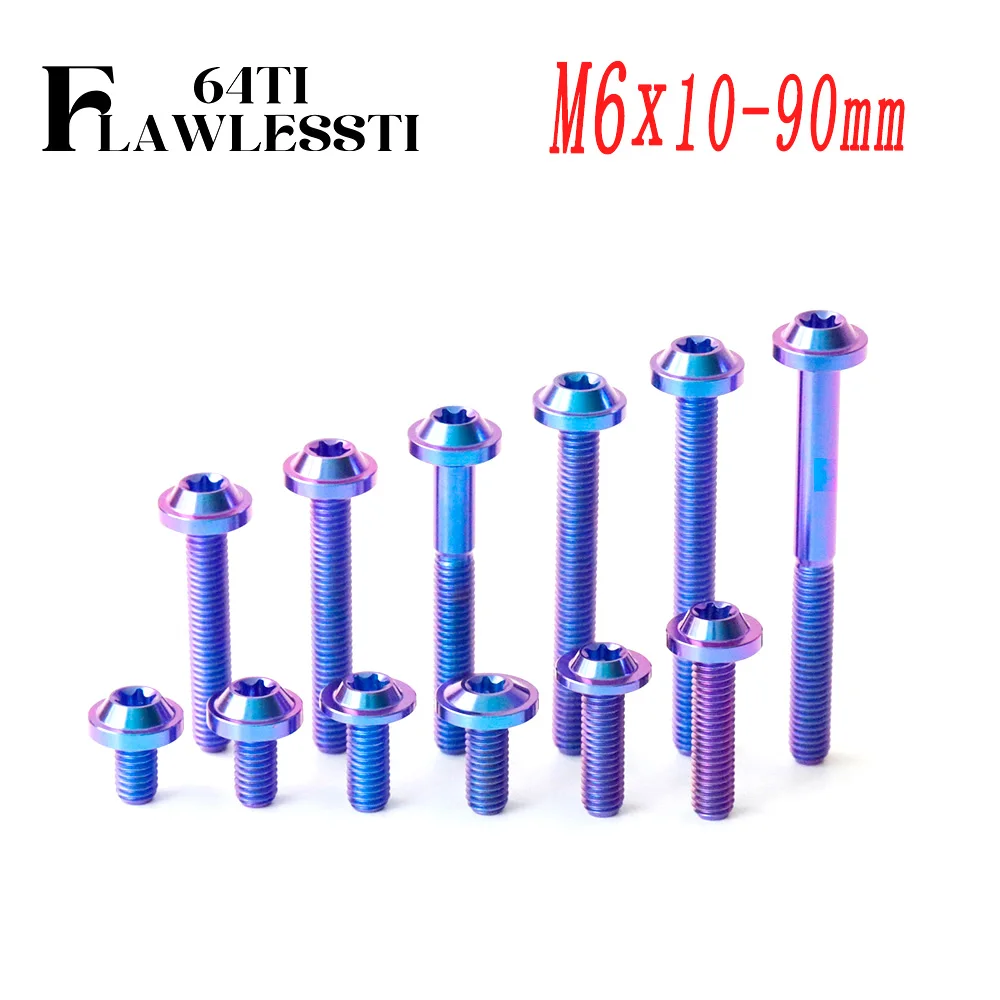 FLAWLESSTI M6x10-90 MM Gr5 Titanium Bolts Front Fender Chain Cover Engine Pipe Brake Line Bolt For Xmax 300 Forza 350