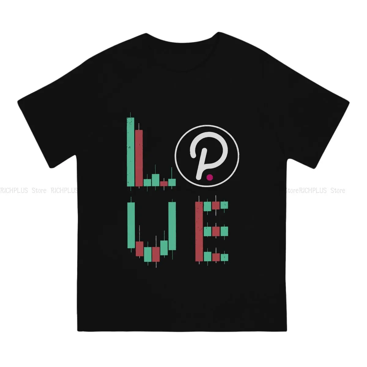 Vintage LOVE Stock Chart TShirt For Male Crypto Coin Clothing Novelty Polyester T Shirt Homme