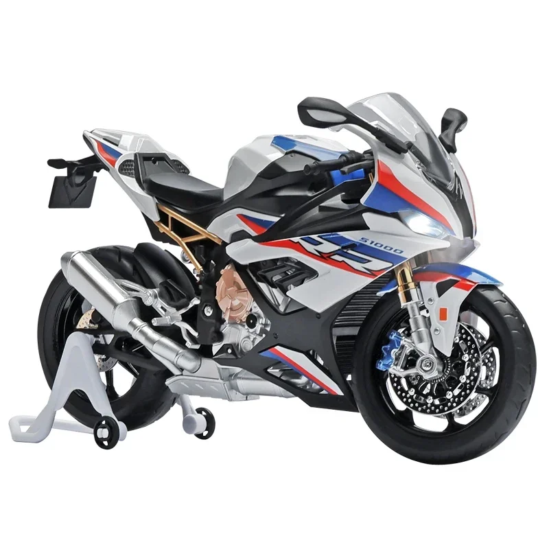 Modelo de motocicleta BMW S1000RR de gran tamaño, aleación fundida a presión, escala 1:9, luz de sonido, juguetes de motocicleta de Metal Collective, juguete para niños, regalo