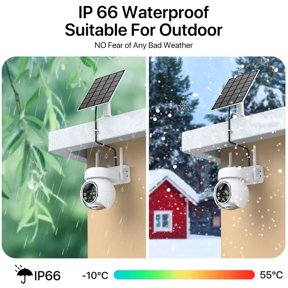 5MP 내장 배터리 보안 태양 전지 패널 HD 태양 광 WiFi 카메라 야외 무선 비디오 CCTV Tuya 스마트 홈 감시 카메라