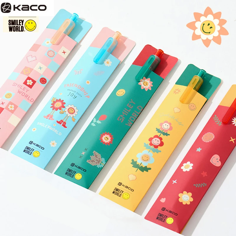 

Набор выдвижных гелевых ручек KACO x SMILEYWORLD, эстетический дизайн со смайликом, быстросохнущие чернила для плавного письма, отлично подходит для школьного офиса