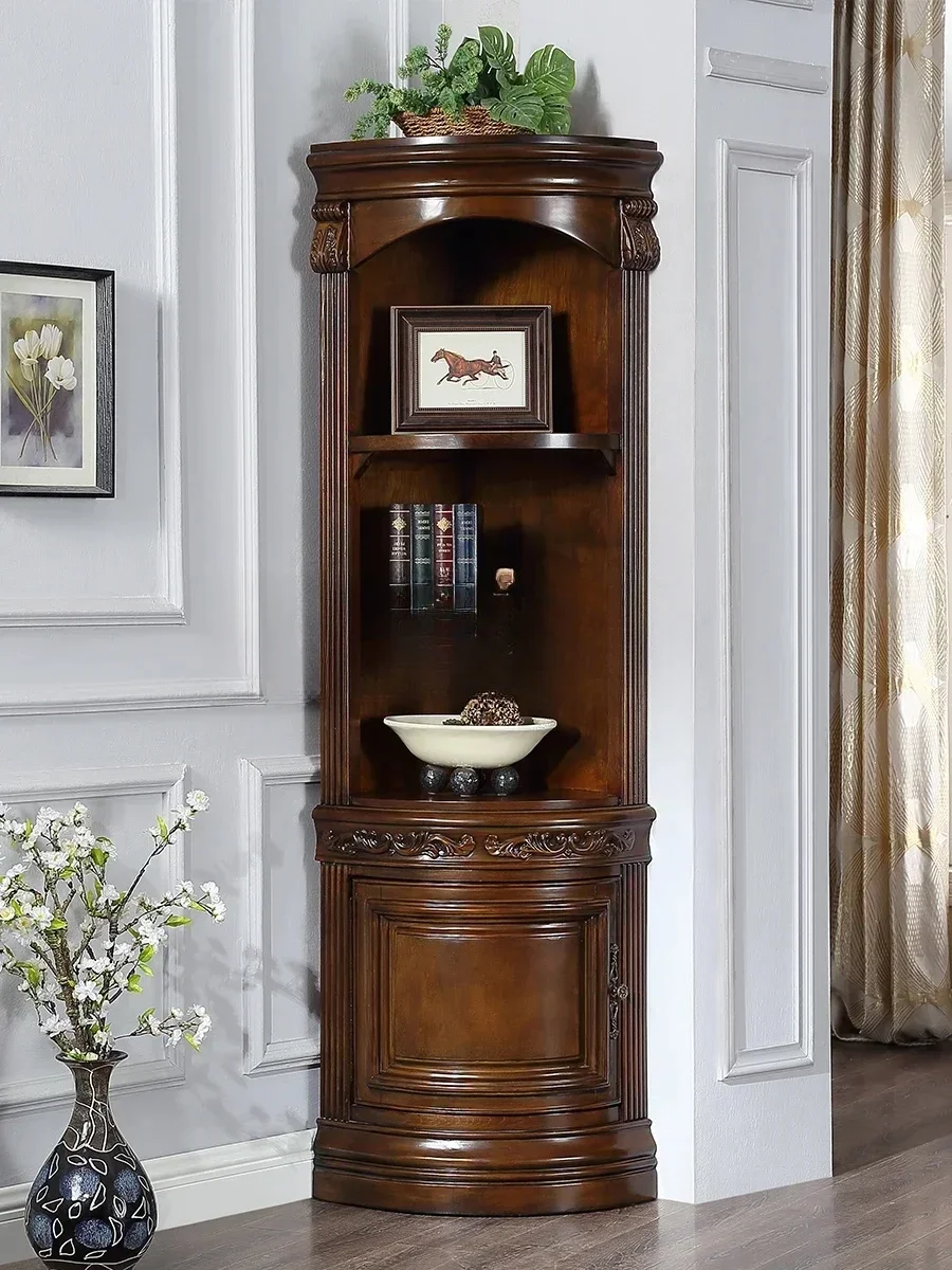 A  American Corner Living Room Solid Wood Triangle Wine Cabinet Storage Cabinet