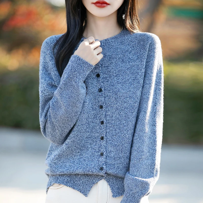 Chunky Tweed damesvest van 100% wol, vintage gebreide jas met knopen aan de voorkant, oversized warme trui, 8 kleuren