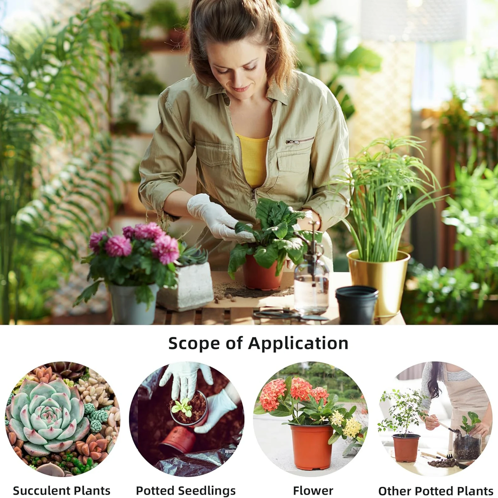 

Plastic Plant Nursery Pots with Tags Reusable Stackable Seedling Pots for Garden Office and Balcony Decor