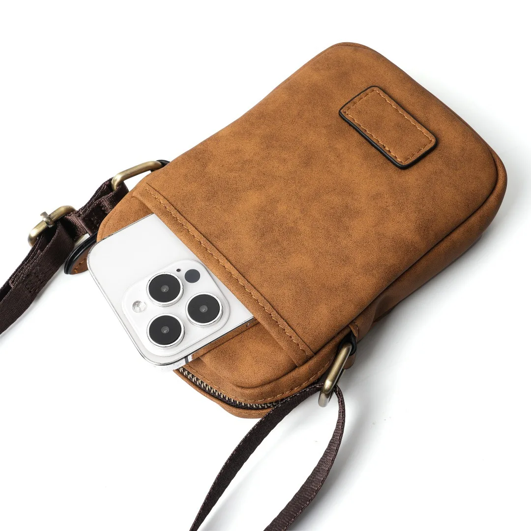 men's genuine leather two-layer leather simple shoulder bag cross-border new portable multi-layer storage waterproof messenger