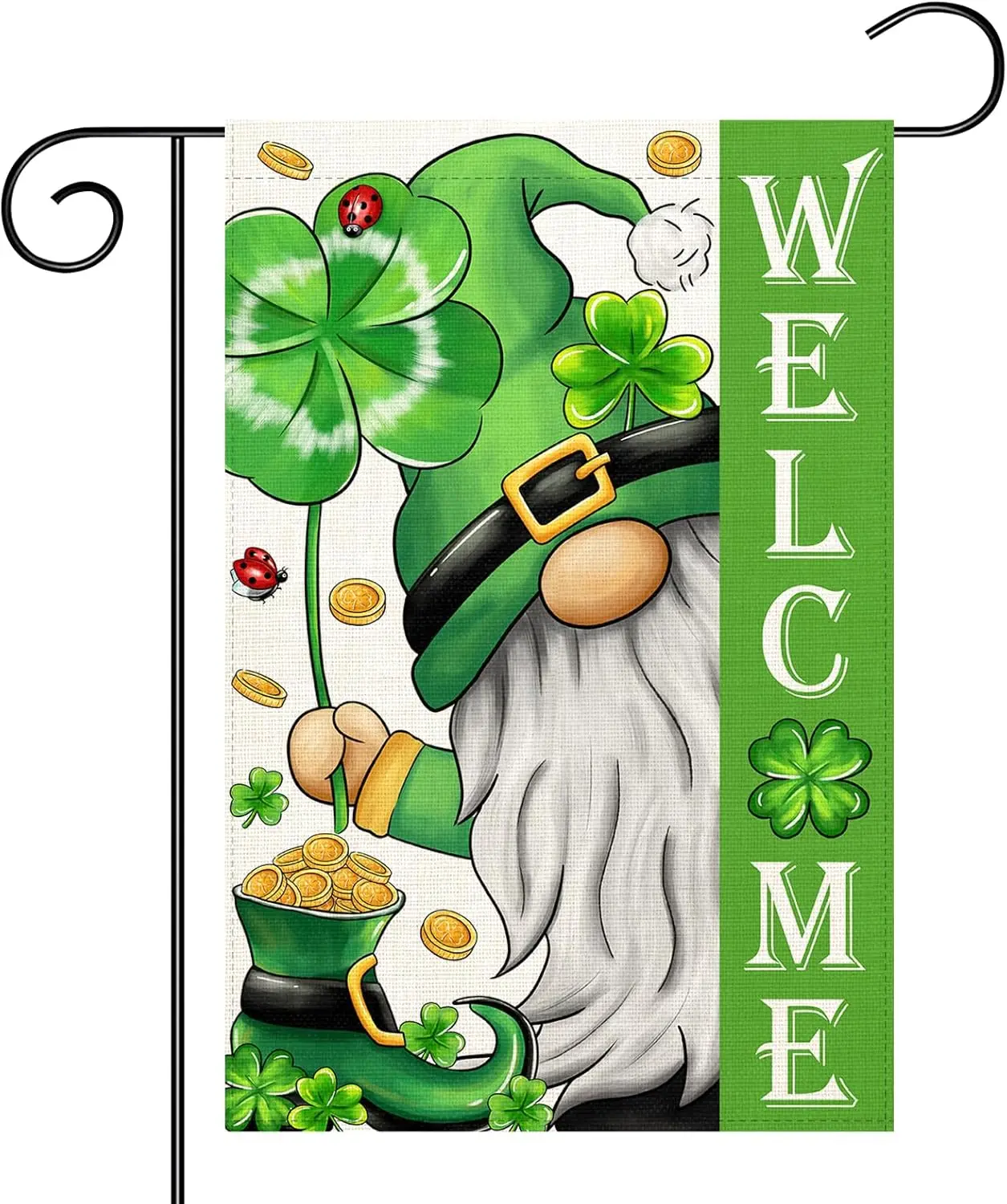 St Patricks Day Gnome Garden Flag 12×18 Inch Double Sided Vertical Farmhouse Yard Outdoor Holiday Yard Lawn Garden Banner (S OOA