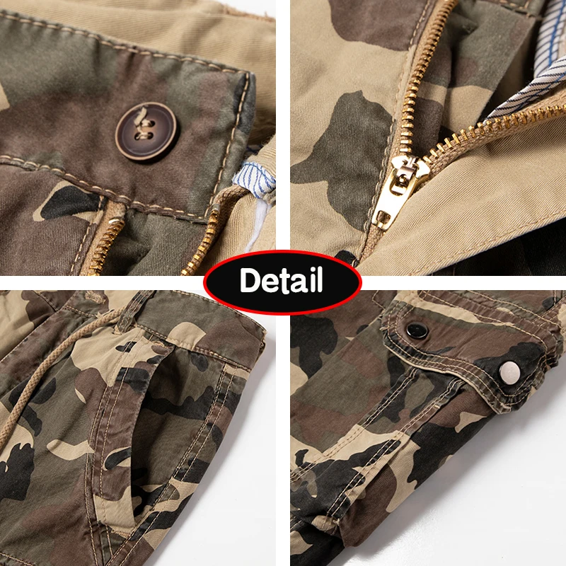 New Men Summer Outdoor Camouflage Cargo Straight Shorts Men Loose Casual Fashion Joggers Cotton High-Quality Design Short Male