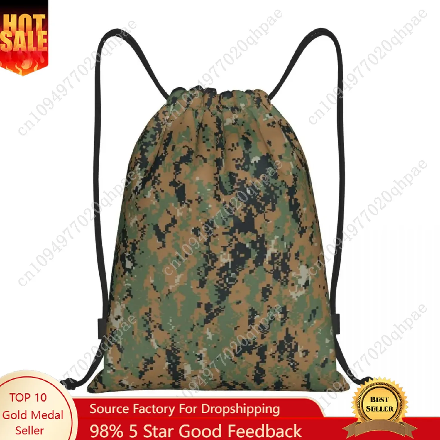 

Custom Marpat Military Army Camo Drawstring Bag Women Men Lightweight Woodland Camouflage Sports Gym Storage Backpack