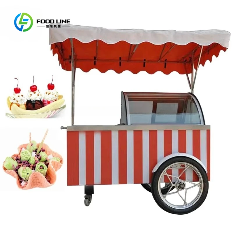 

Customized High Performance Ice Cream Food Cart / Mobile Cart Ice Cream / Push Cart Ice Cream
