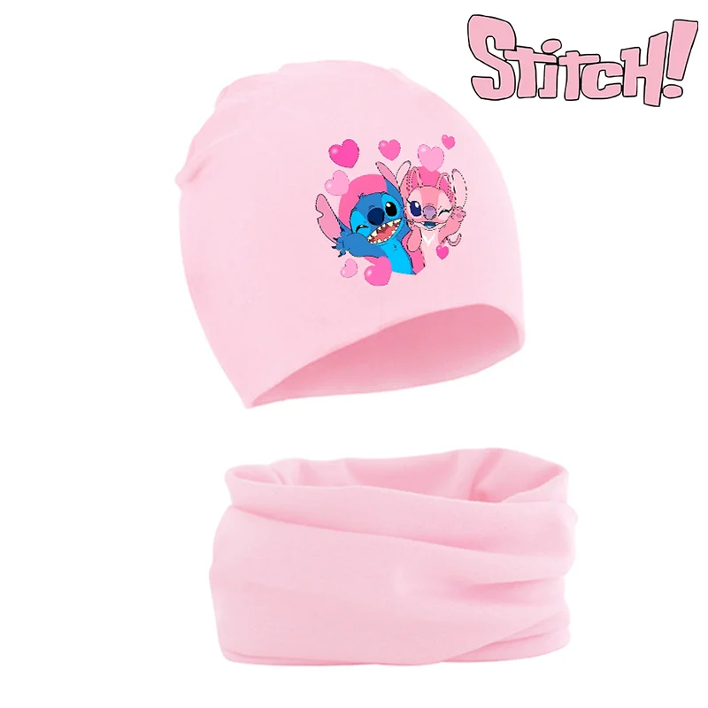 2 pezzi Stitch Baby cappelli lavorati a maglia sciarpa primavera autunno inverno cappello Set ragazzi ragazze cappelli neonato caldo carino Anime copricapo regalo di compleanno