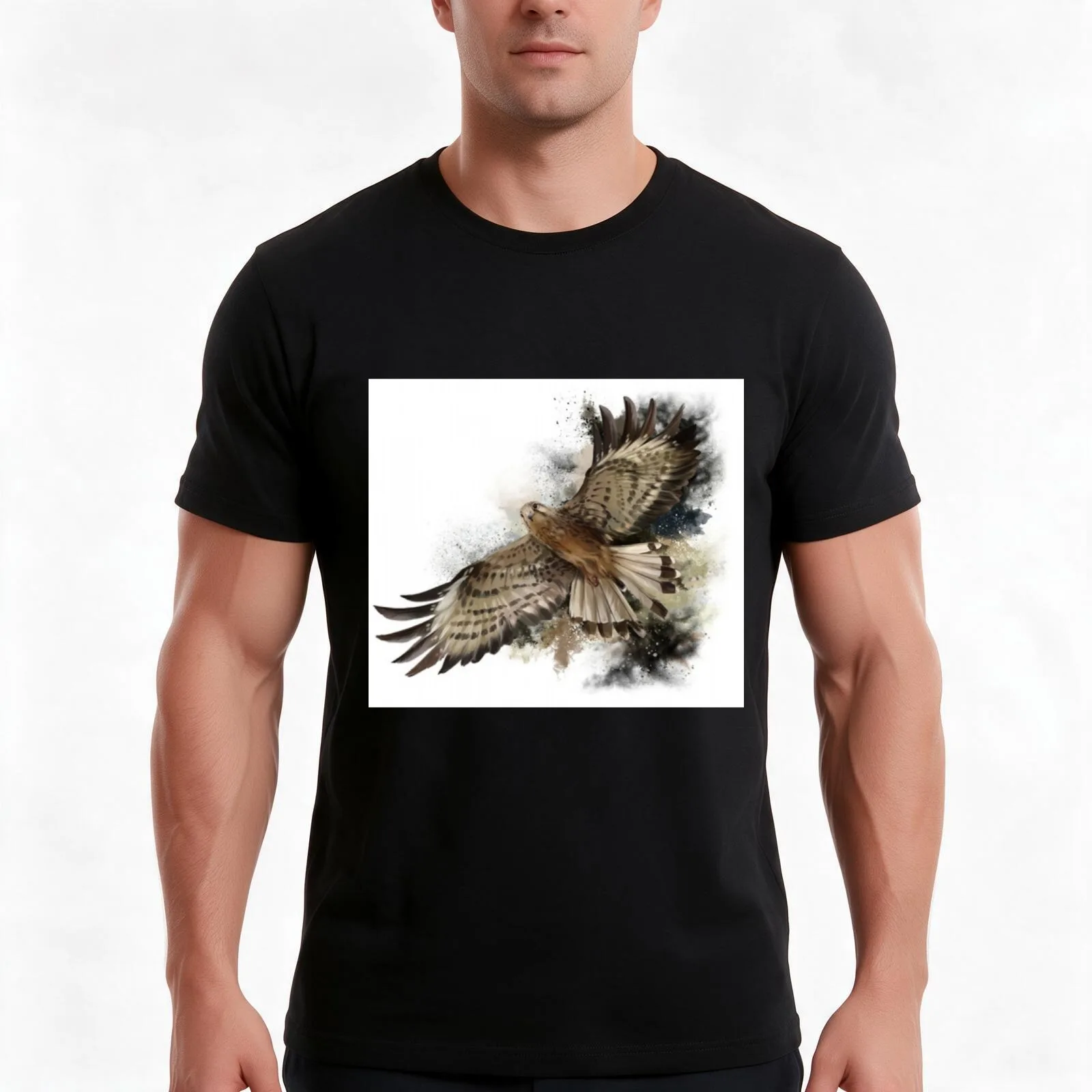 Falcon in flight |Bird of Prey T-Shirt, Summer Casual Cotton Tee, Oversized Streetwear Tops, Vintage Graphic Print, 100% Cotton