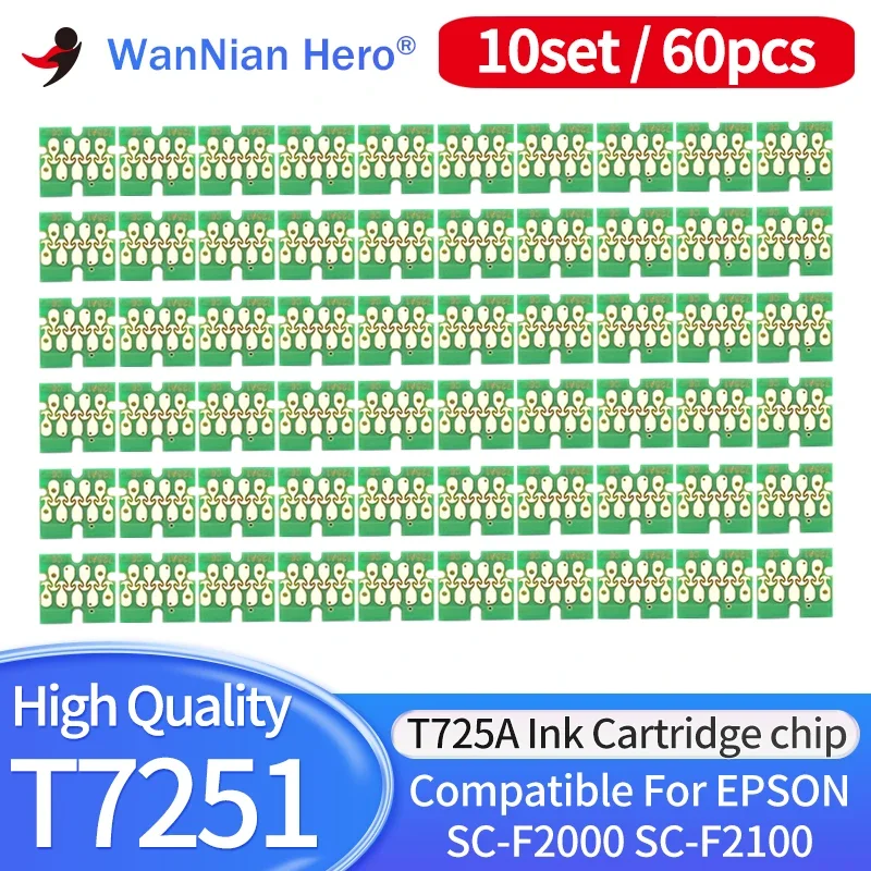 10pcs T7251-T7254 T725A White Ink Cartridge Chip For Epson SureColor F2000 F2100 SC-F2000 SC-F2100 Printer T725A00 White Chips