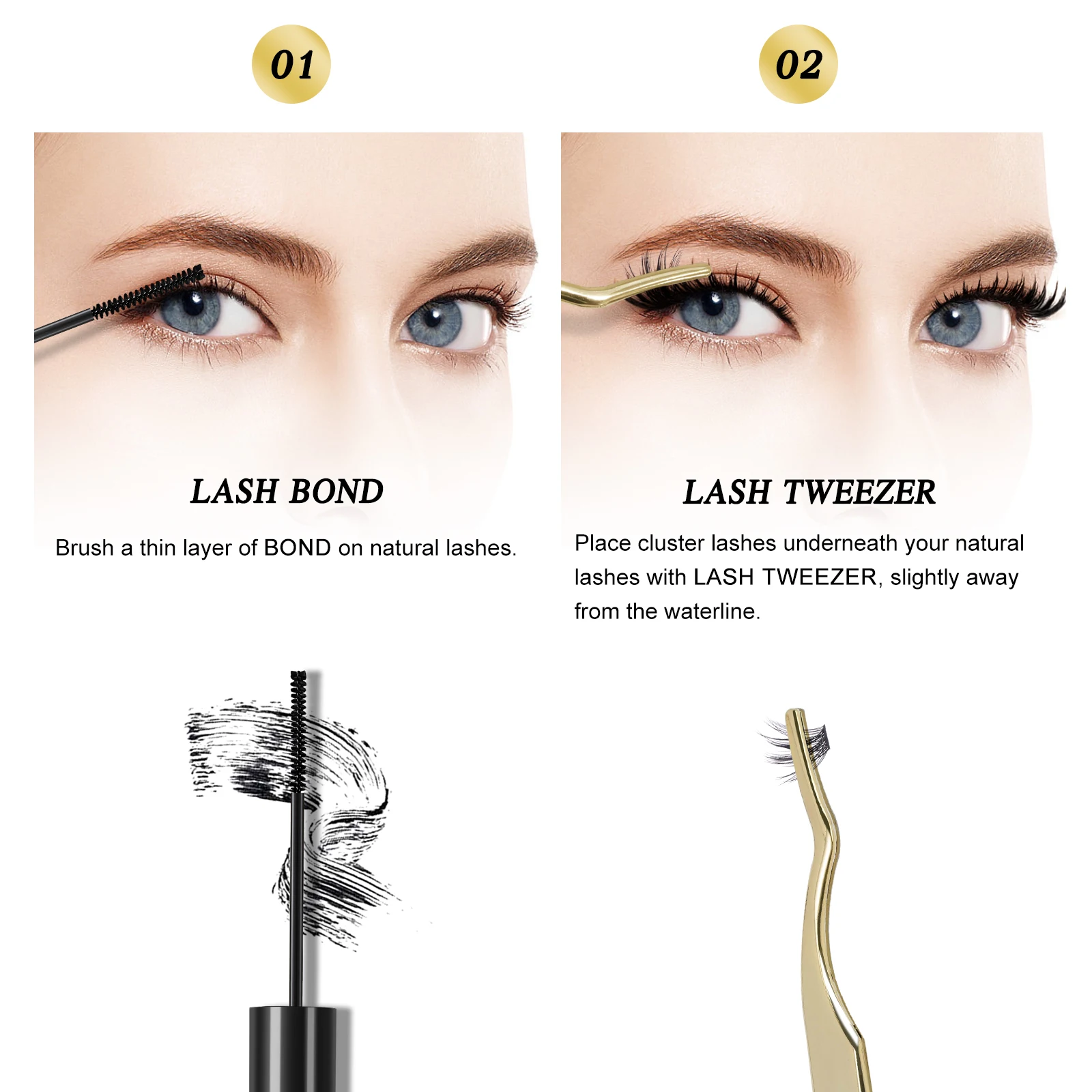 Quewel 5ml Eyelash Glue DIY Clusters Segmented Dovetail False Lashes Extension Adhesive Waterproof Latex Free Makeup Tool