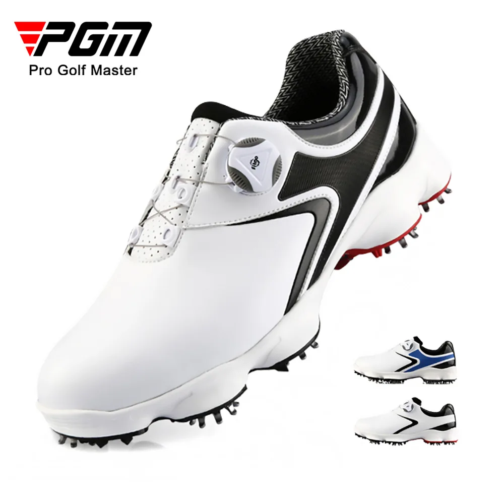 PGM Golf Shoes Men's Waterproof Breathable Golf Shoes Male Rotating Shoelaces Sports Spiked Sneakers Non-slip Trainers XZ125