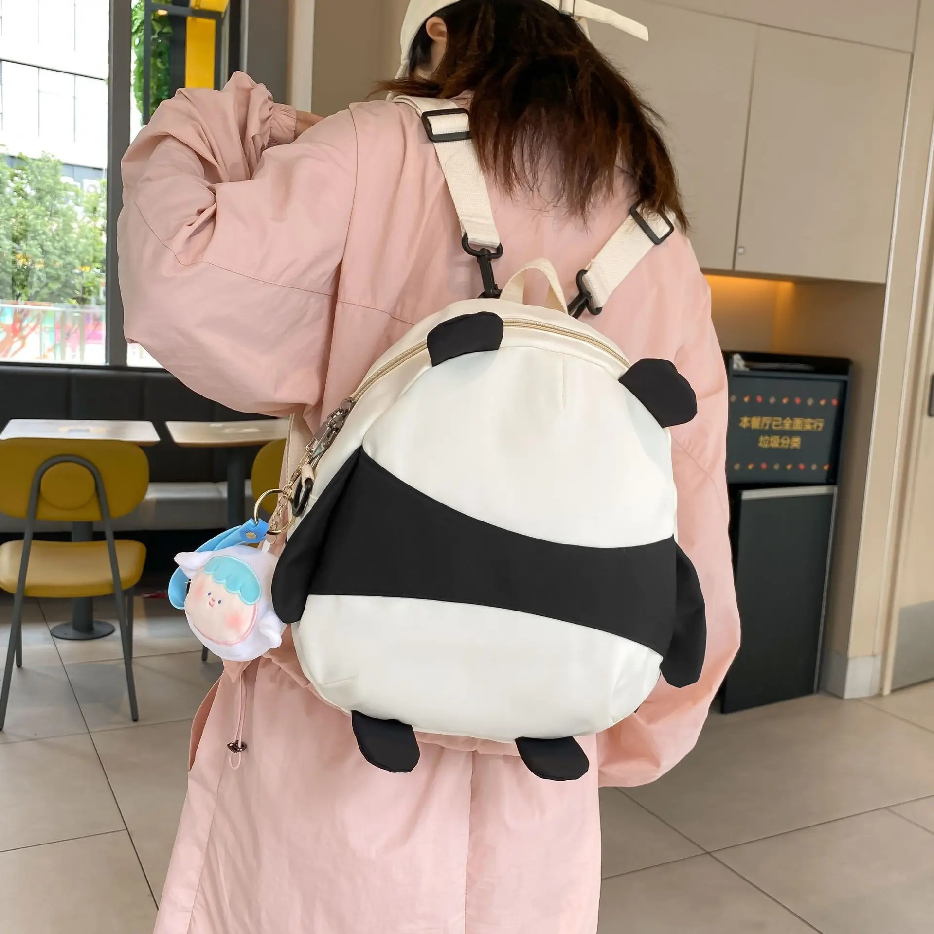 Bolsa escolar animal panda para crianças e adultos, mochila de desenhos animados para meninos e meninas, mochila bonita para estudantes, bolsa