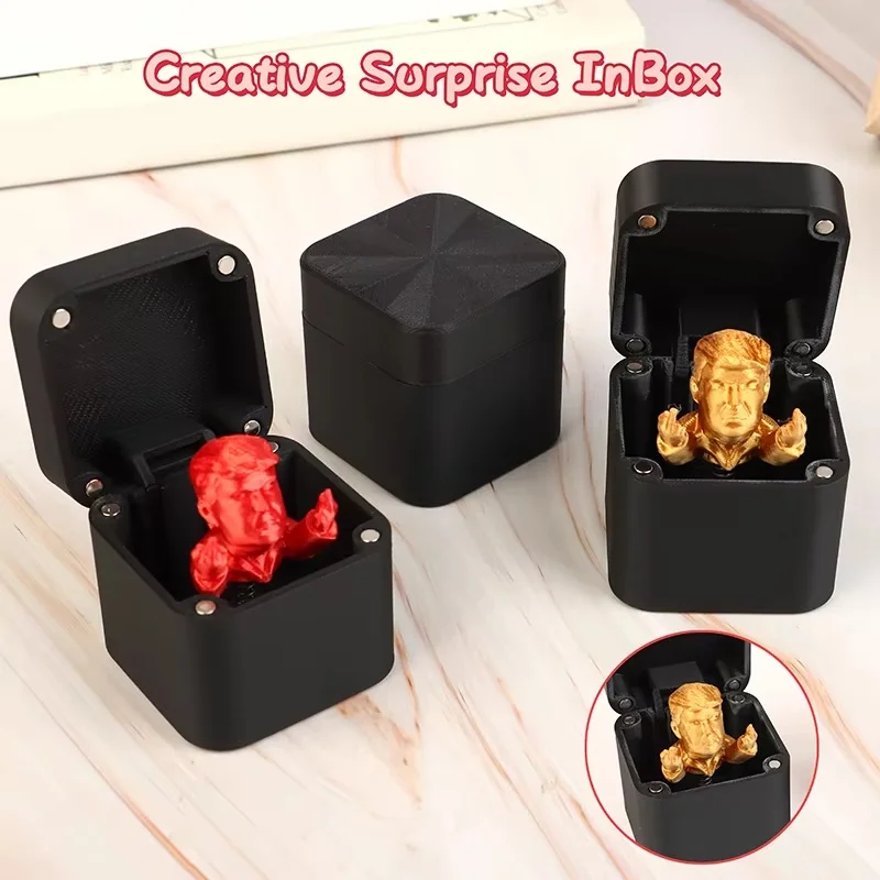 Creative 3d Printing Funny President Middle Finger In The Box Hand Prank Pop Up Christmas Gift Boxs Family Game Gift Funny Toy