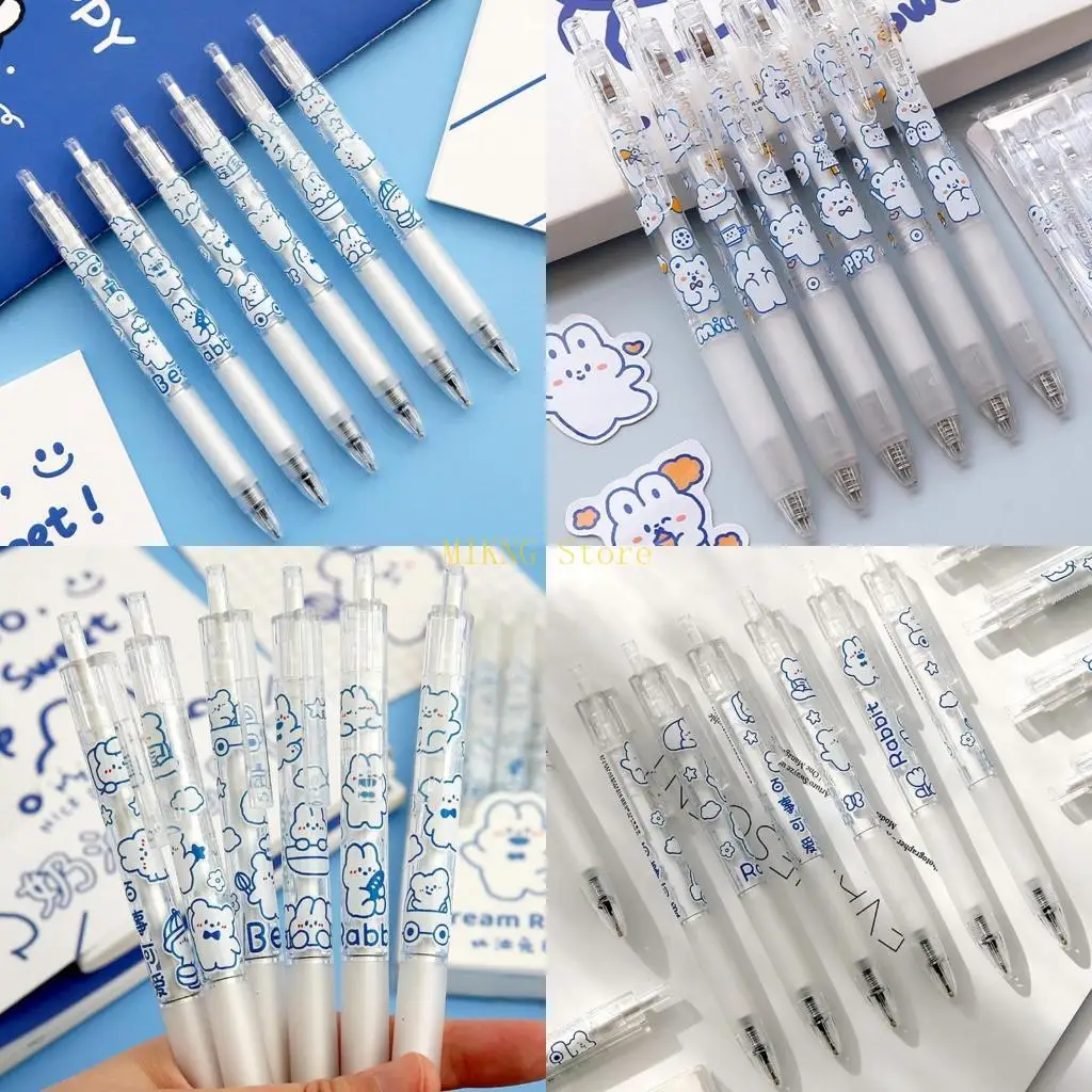 

6x Butter Rabbit Daily Retractable Gel Pen 0.5mm Regular Quick-drying best sale