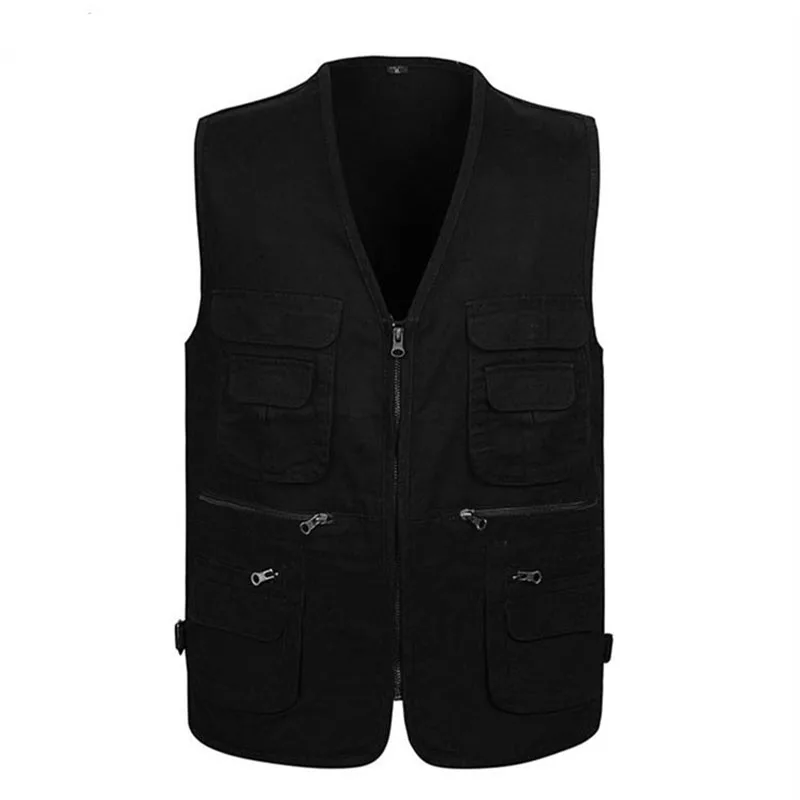 Été Hommes DulHiking Pêche GlaMulti-poches prolifération Gilet En Plein Air Loisirs Mâle Mince Cargo Veste Gilets S-6XL