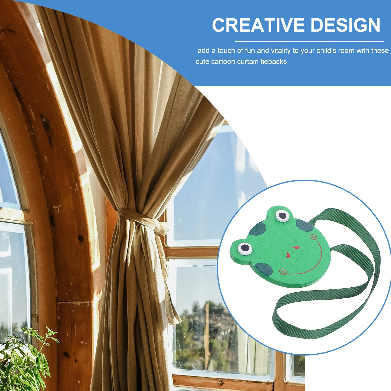 

2Pcs Cute Curtain Tiebacks for Nursery Decorative Kids Room Window Holdbacks No Drilling Required Adjustable Length Clip