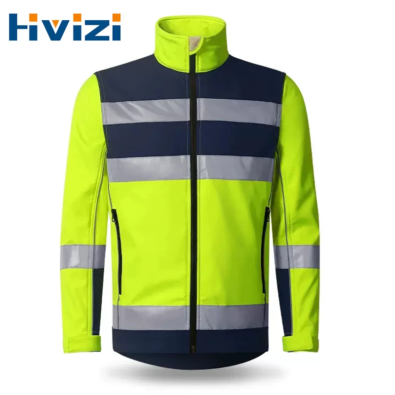 Safety Jacket Reflective High Visibility Jacket Winter Waterproof Windproof Hi Vis Workwear Jacket Men Zipper Pockets