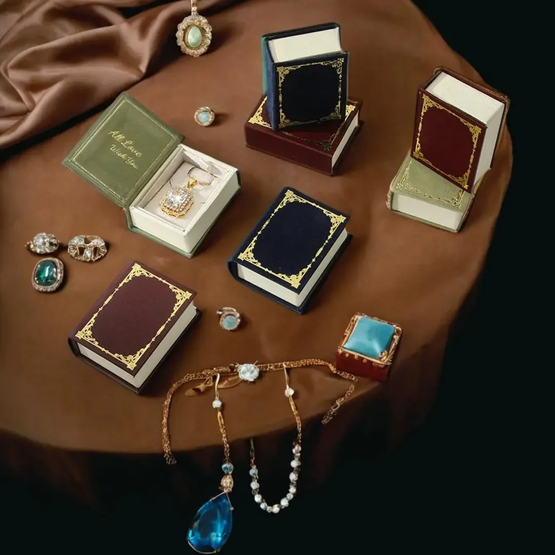 תכשיטי ספר קטן במקרה רטרו יצירתי טבעת נסיכה יצירתי שרשרת אריזת מתנה לעסקים קטנים