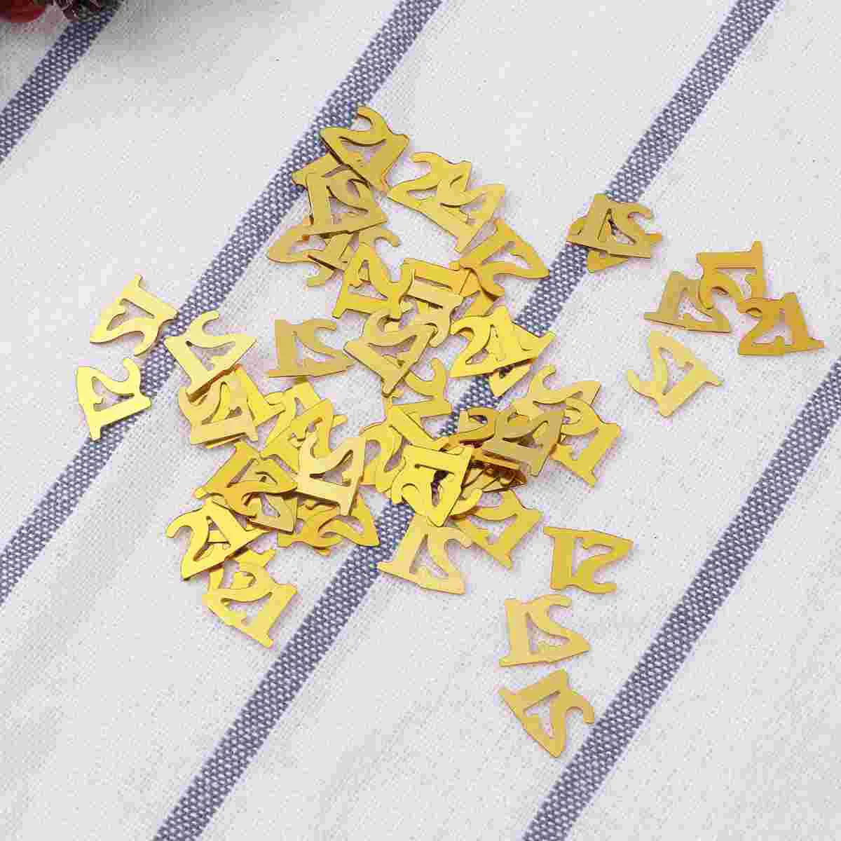 

1200 Pcs Golden Number 21 Confetti for Party Birthday Anniversary Decorations Reusable Festive Supplies Sprinkle
