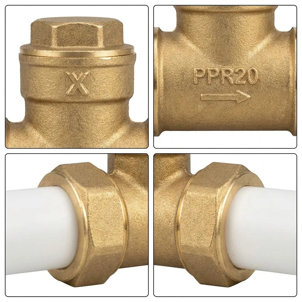 Brass PPR Double Union Check Valve 20mm 25mm High Pressure Rated Backflow Stop Valve for Domestic Industrial For Water Use