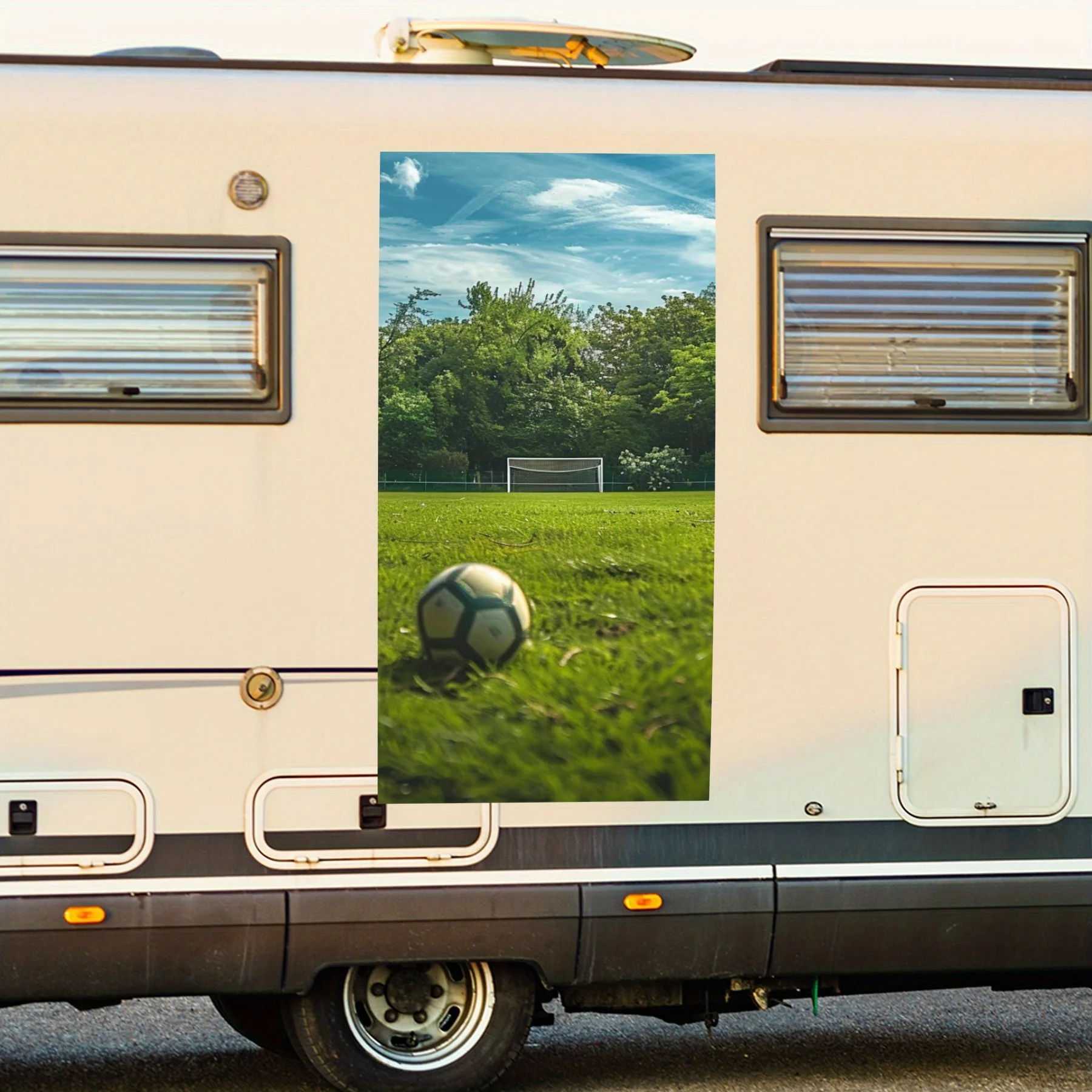 Soccer Field Scene Car Sticker,motor home Vinyl Wraps for Decoration and Protection-Waterproof Self - Adhesive Vinyl Decal, Made