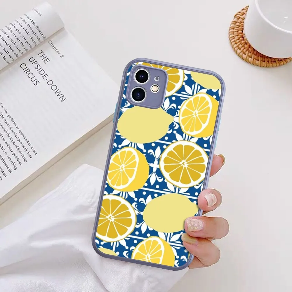 Mediterranean Lemon Phone Case For IPhone 14 X XR XS 7 8 Plus 11 12 13 Pro MAX 13mini Matte Shockproof Case