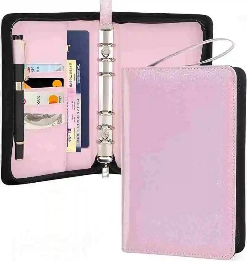 

New A6 Budget Binder with Zipper, 6 Ring Refillable Planner Binder Cover for Cash Budget System, PU Leather Personal Organizer