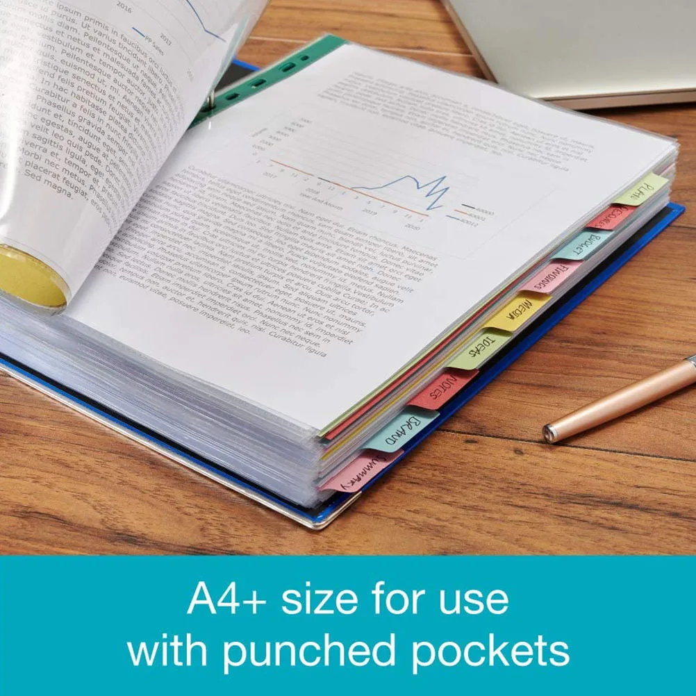 

12pcs A4 Colored 11 Holes Index Dividers Page Tabs For Notebooks Files Books Planners Document Organizer Labels