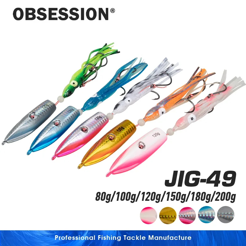 

OBSESSION J49 80g 100g 120g 150g 180g 200g Slow Sinking Inchiku Jig Lure Bottomship Soft Squid Rubber Skirts Fishing Jiging Bait