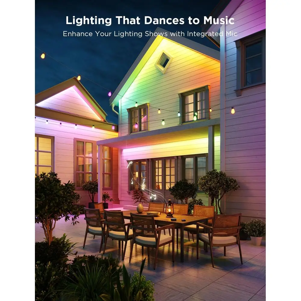أضواء شريطية LED ذكية RGBIC، إضاءة خارجية مقاومة للماء بطول 32.8 قدم، متوافقة مع Alexa وGoogle Assistant، يتم التحكم فيها في التطبيق لـ P