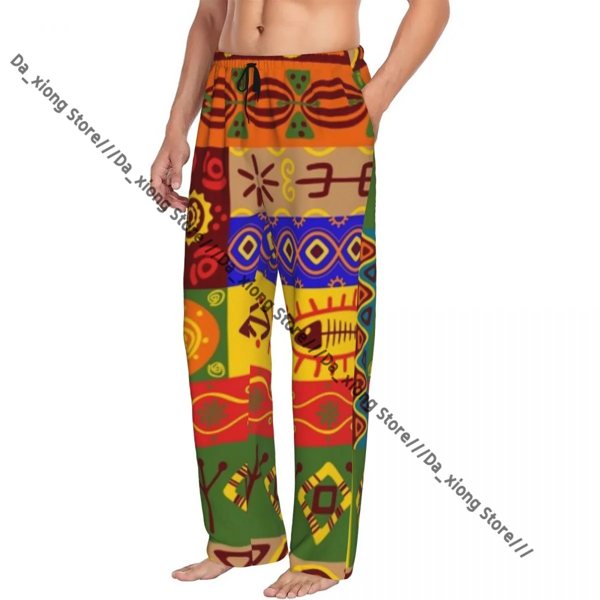 

Men's Casual Pajama Sleeping Pants Abstract Ethnic Ornaments Lounge Loose Trousers Comfortable Nightwear