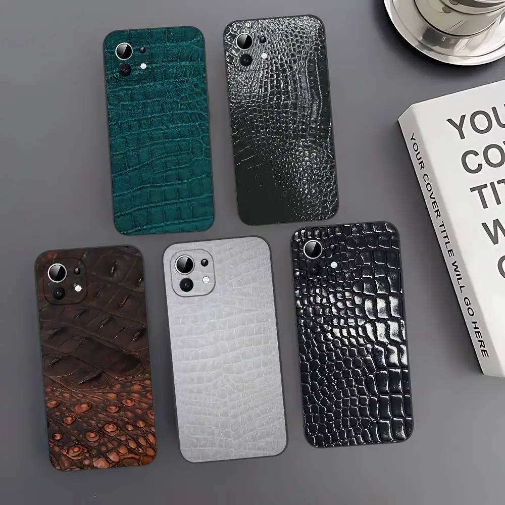 

Luxury Glossy Crocodile Pattern Slim Black Shockproof Phone Case For Xiaomi 12,11,12S Ultra & Redmi Note 11,10T,9,9A,8Pro,8T,5G