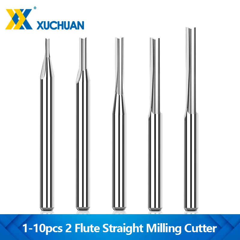 

3.175mm Shank 2 Flute Straight Slot Milling Cutter CNC Router Bit Tungsten Carbide End Mill for Wood MDF Plastic Engraving Tool